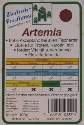 Artemia, europäische Qualität, 100g Schokotafel